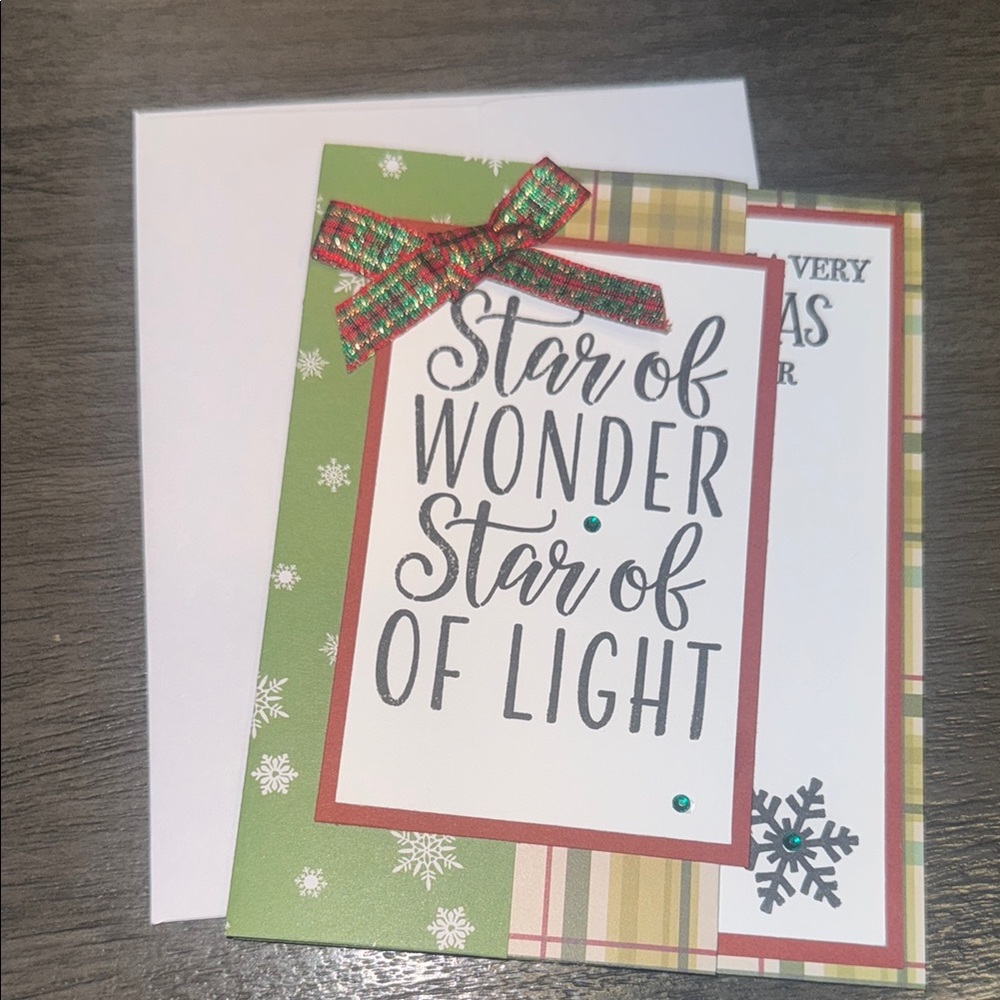 Star of Wonder Holiday Card with Green and Red Design
